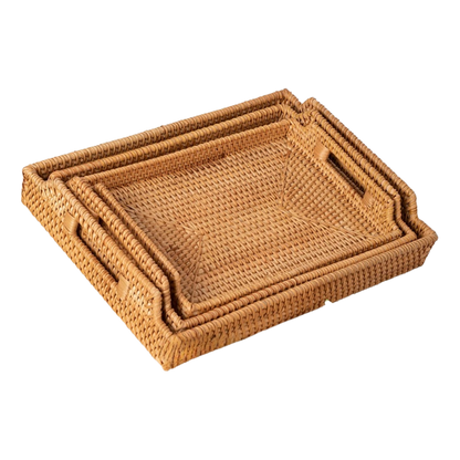 Rattan  Rectangle Basket Set