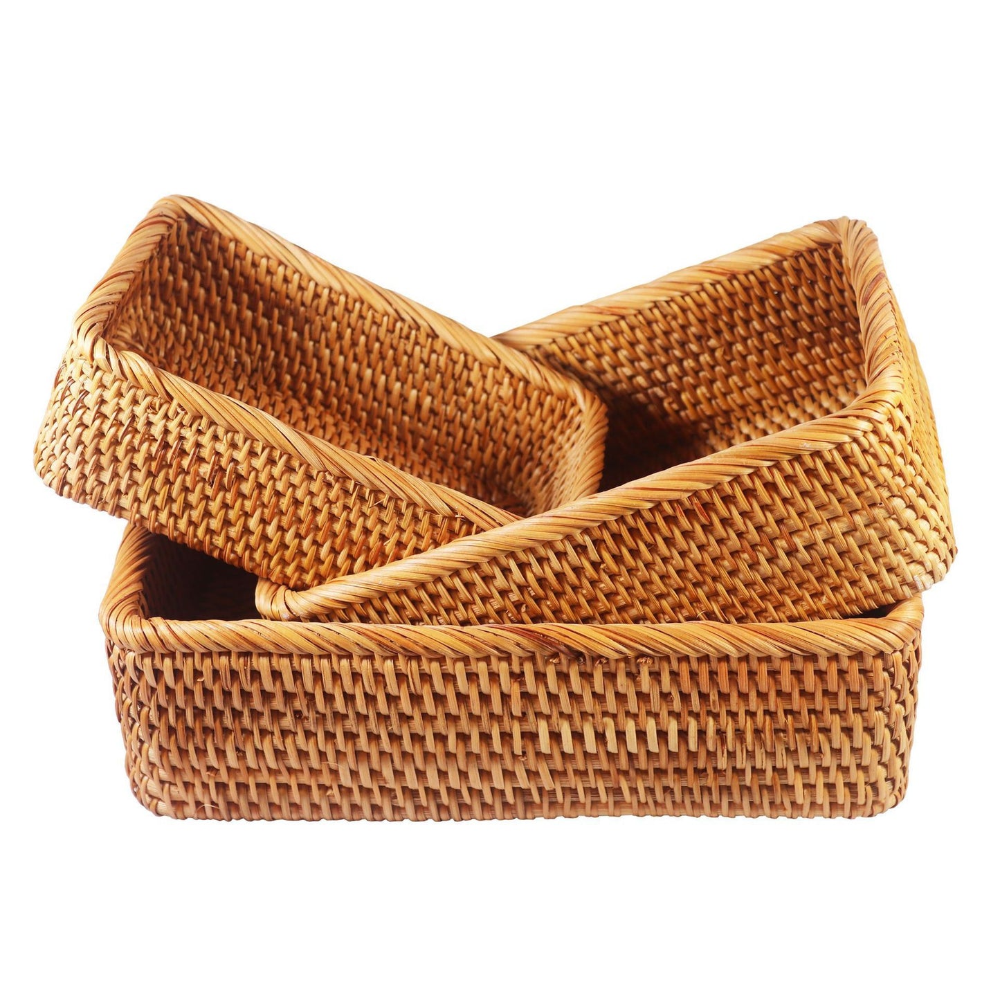 Rattan Rectangular Storage Basket Set of 3