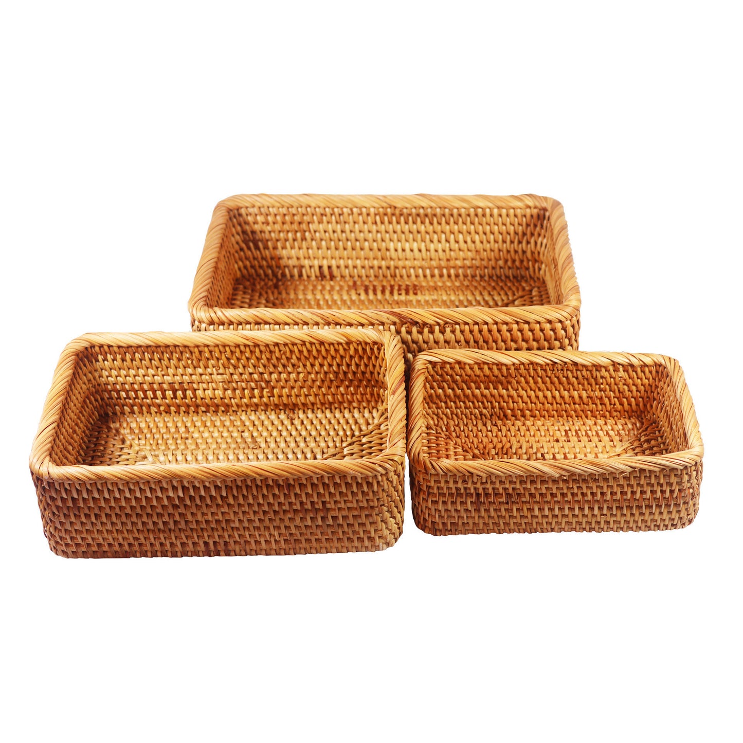 Rattan Rectangular Storage Basket Set of 3