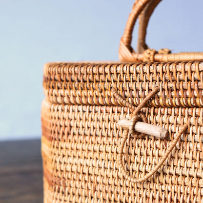 Woven Rectangular Basket With Lid