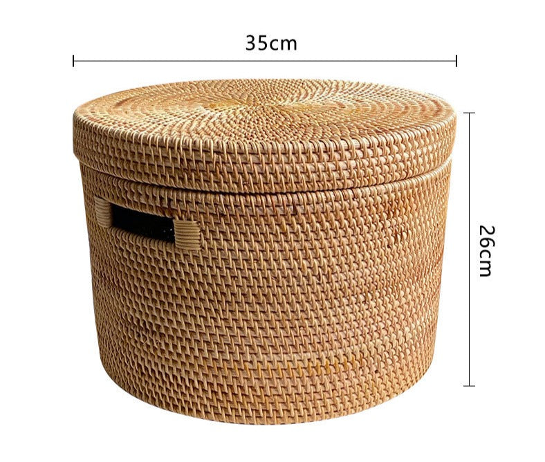 Rattan Round Deep Storage With Lid