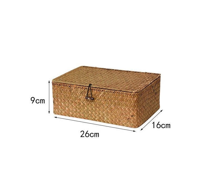 Straw Woven Rectangular Basket  - Medium