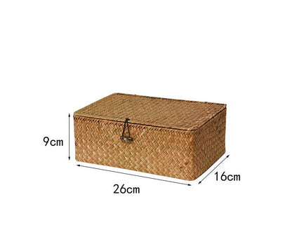 Straw Woven Rectangular Basket  - Large