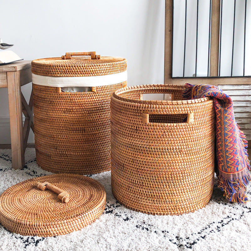 Round Wicker Laundry Hamper - Small