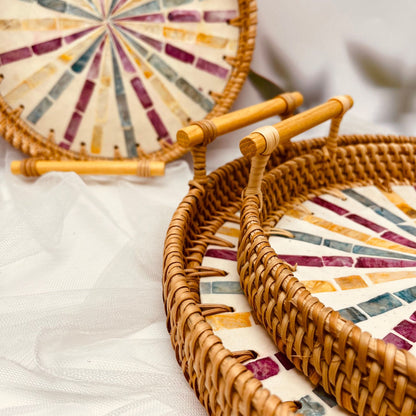 Rattan Round Serving Tray