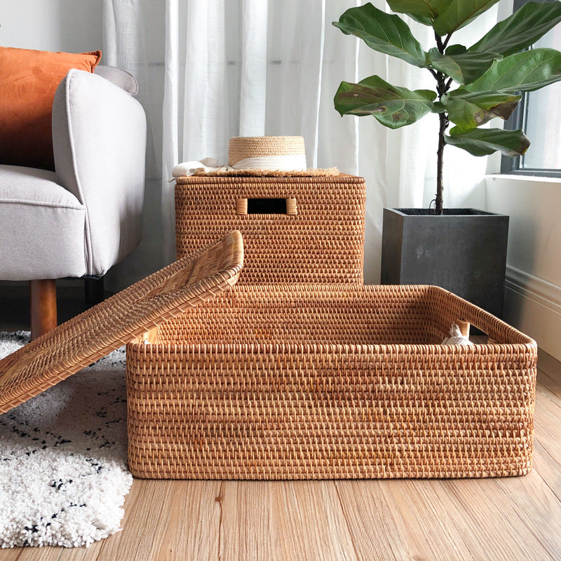 Rattan Rectangular Baskets with Lid  | Various sizes | Can Be Customized