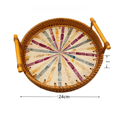 Rattan Round Serving Tray