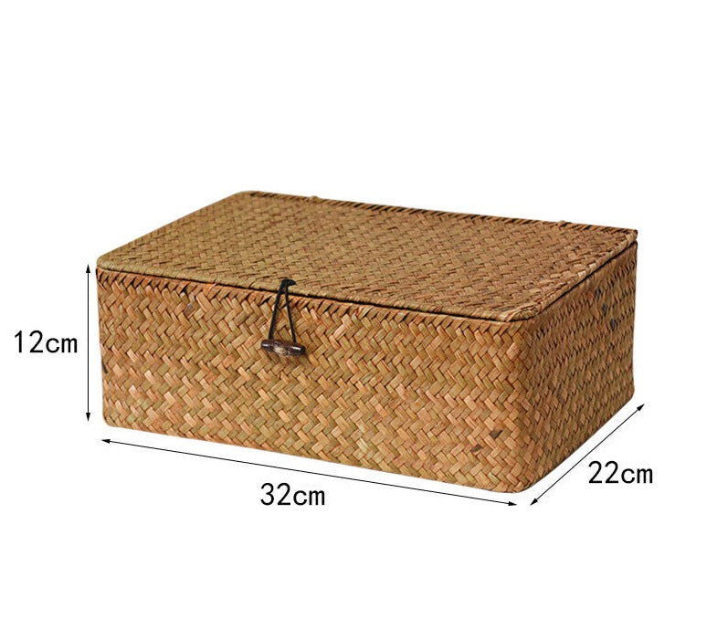 Straw Woven Rectangular Basket  - Medium