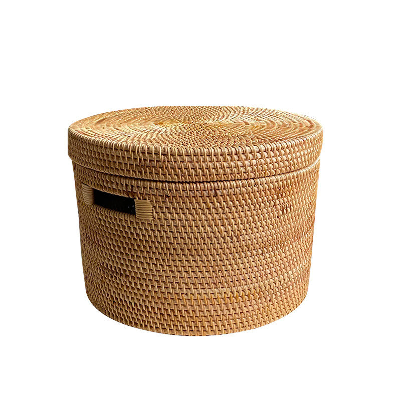 Rattan Round Deep Storage With Lid