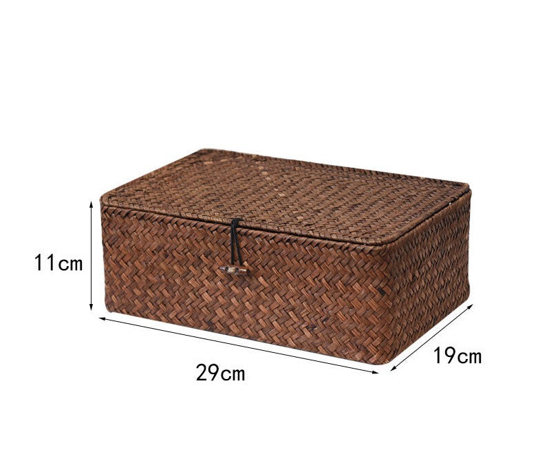 Straw Woven Rectangular Basket  - Large