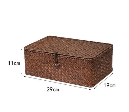 Straw Woven Rectangular Basket  - Medium