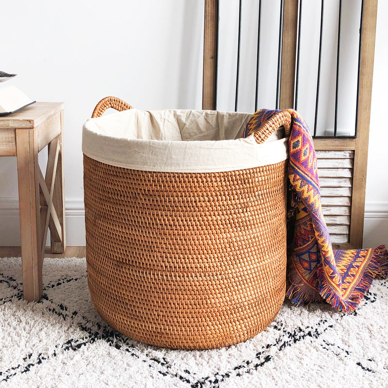 Round Wicker Laundry Hamper  - Medium