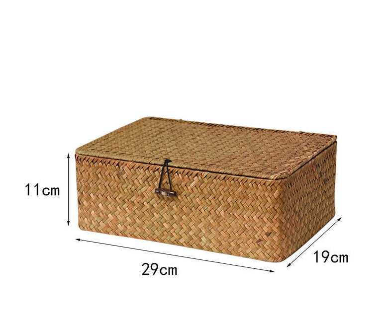 Straw Woven Rectangular Basket  - Small