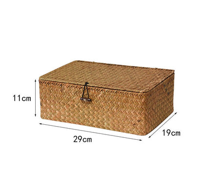 Straw Woven Rectangular Basket  - Large