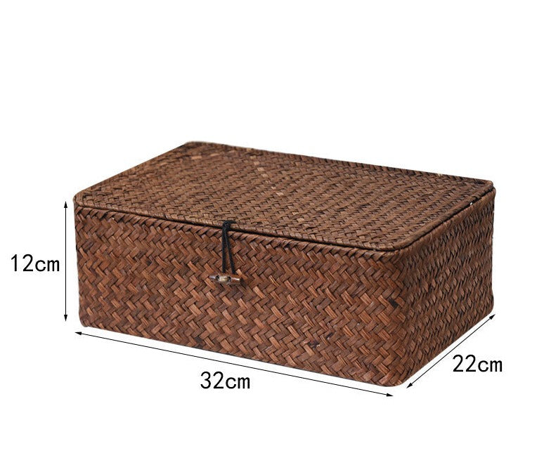 Straw Woven Rectangular Basket  - Large