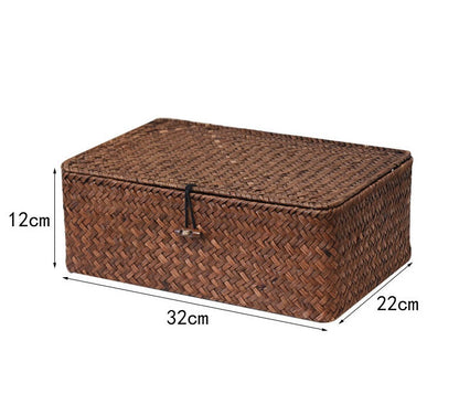 Straw Woven Rectangular Basket  - Medium