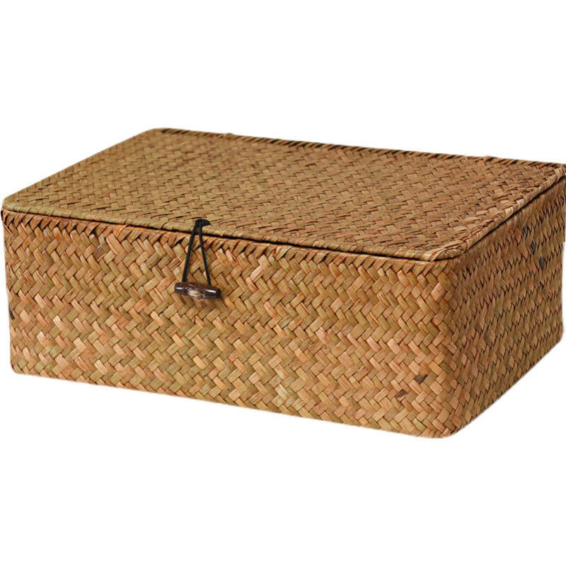 Straw Woven Rectangular Basket  - Medium