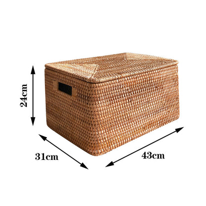 Rattan Rectangular Baskets with Lid  | Various sizes | Can Be Customized