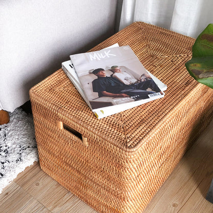 Rattan Rectangular Baskets with Lid  | Various sizes | Can Be Customized