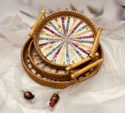 Rattan Round Serving Tray