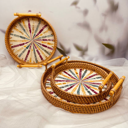 Rattan Round Serving Tray