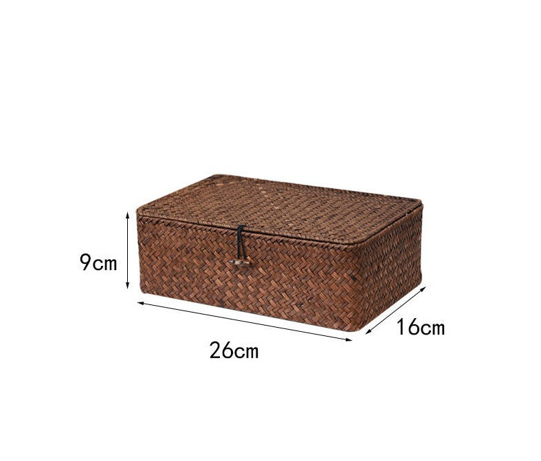 Straw Woven Rectangular Basket  - Small