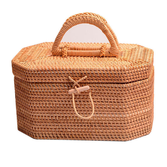 Woven Rectangular Basket With Lid